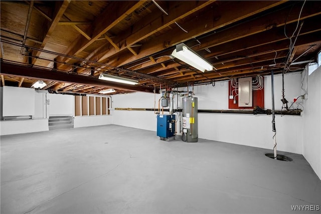 187 Dan Troy Dr, Amherst, NY 14221 - unfinished basement featuring water heater, a heating unit, and electric panel