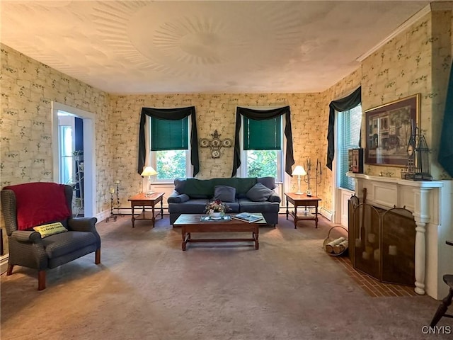 1401 Utica St, Whitestown, NY 13424 - living area featuring carpet flooring and baseboard heating