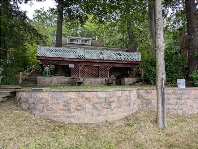 9107 E Shore Rd, Howard, NY 14810 - back of property featuring stairs and a deck