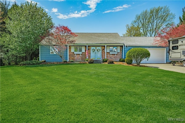 6206 Baer Rd, Wheatfield, NY 14132 - ranch-style house featuring concrete driveway, an attached garage, and a front yard