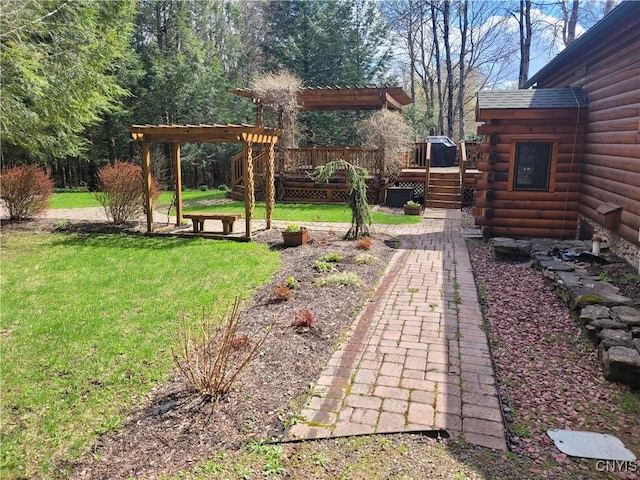 177 Woodchuck Run, Jefferson, NY 12093 - view of green lawn featuring a deck