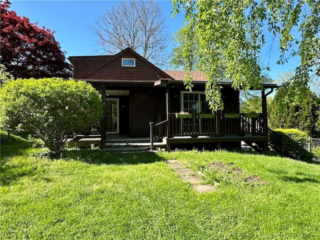 5 Orchard Dr, Corning, NY 14830 - rear view of property featuring a yard and a deck