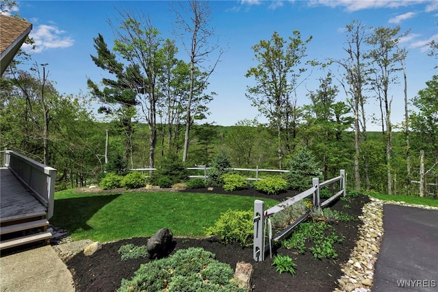 233 Falls Rd, Aurora, NY 14170 - view of green lawn featuring a deck