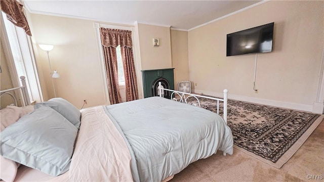 24 Grover St, Auburn, NY 13021 - carpeted bedroom featuring multiple windows and crown molding
