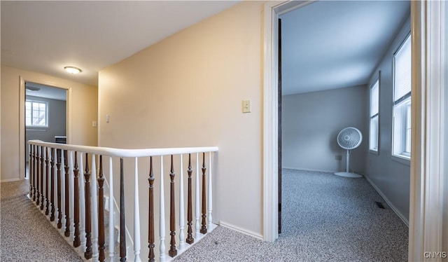 2795 State Route 12b, Marshall, NY 13328 - hall with carpet flooring, an upstairs landing, and baseboards