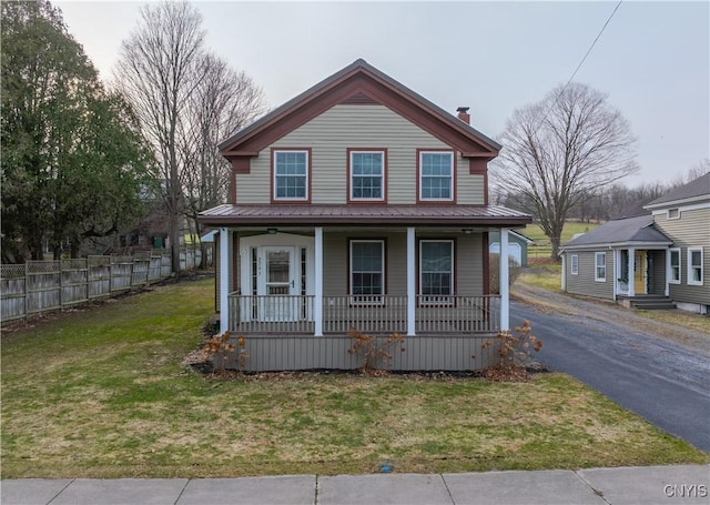 2795 State Route 12b, Marshall, NY 13328 - view of front of property with a porch, a chimney, and asphalt driveway