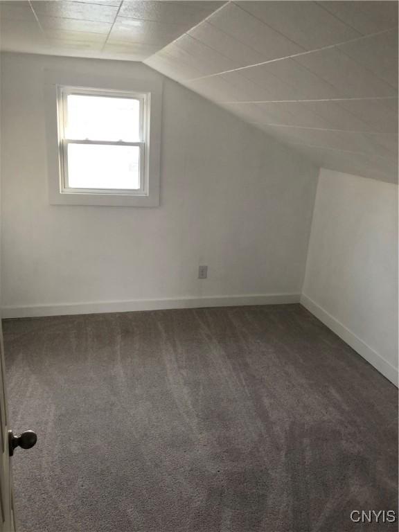 150 E Seneca St, Oswego-City, NY 13126 - additional living space featuring carpet floors, lofted ceiling, and baseboards