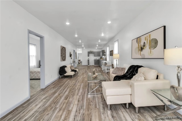 65 Kingsley St, Buffalo, NY 14208 - living room with light wood-style floors, recessed lighting, and baseboards