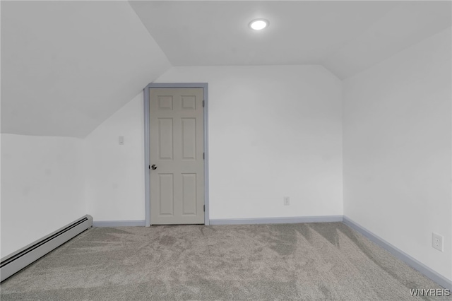 65 Kingsley St, Buffalo, NY 14208 - additional living space with lofted ceiling, carpet floors, a baseboard heating unit, baseboards, and recessed lighting