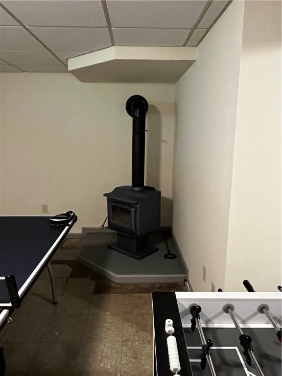 200 Torsten Ln, Davenport, NY 13750 - detailed view of a drop ceiling and a wood stove