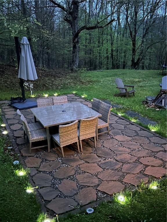 200 Torsten Ln, Davenport, NY 13750 - view of patio / terrace featuring outdoor dining area and a wooded view
