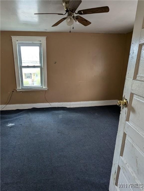 1706 Niagara St, Niagara Falls, NY 14303 - carpeted empty room featuring baseboards and ceiling fan