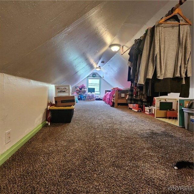 93 Austin St, Buffalo, NY 14207 - carpeted bedroom featuring lofted ceiling