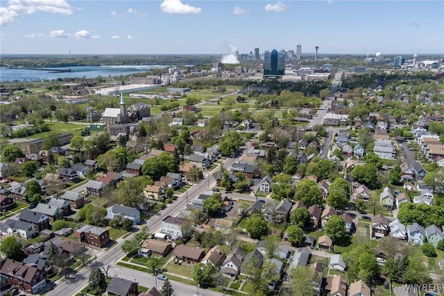 414 18th St, Niagara Falls, NY 14303 - aerial overview of property's location with a large body of water