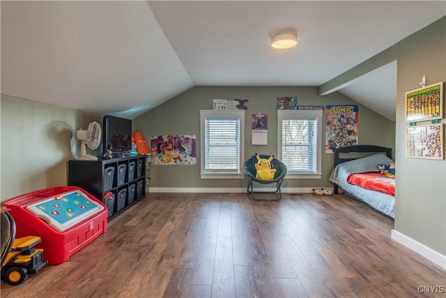 30622 Vanalstyne Rd, Clayton, NY 13622 - bedroom with wood-type flooring, lofted ceiling, and baseboards