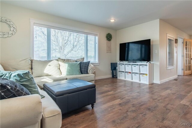 30622 Vanalstyne Rd, Clayton, NY 13622 - living room featuring wood finished floors, baseboards, and recessed lighting