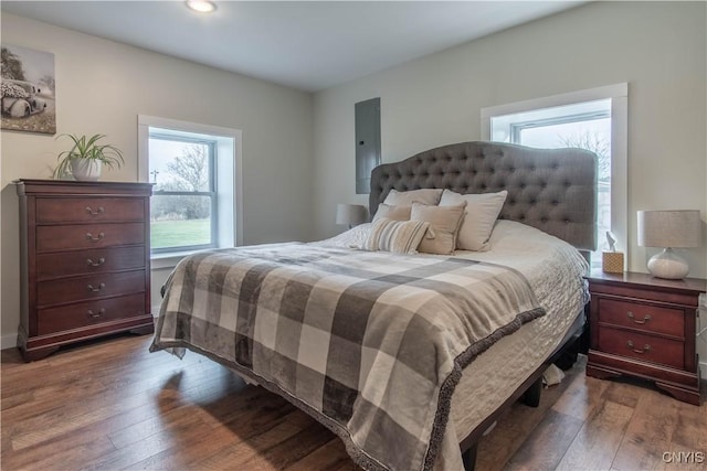 30622 Vanalstyne Rd, Clayton, NY 13622 - bedroom with wood-type flooring, electric panel, and recessed lighting