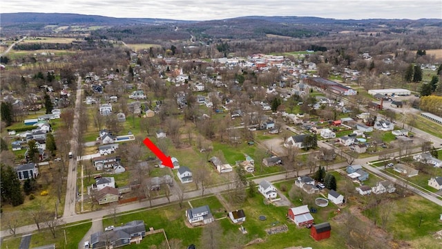 aerial overview of property's location featuring mountains