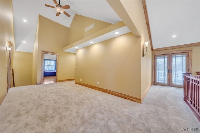 148 Mullen St, Tonawanda-City, NY 14150 - unfurnished room featuring carpet, ceiling fan, french doors, healthy amount of natural light, and recessed lighting