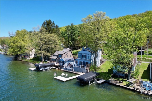 177 E Lake Rd, Deruyter, NY 13052 - dock area featuring a water view and a forest view