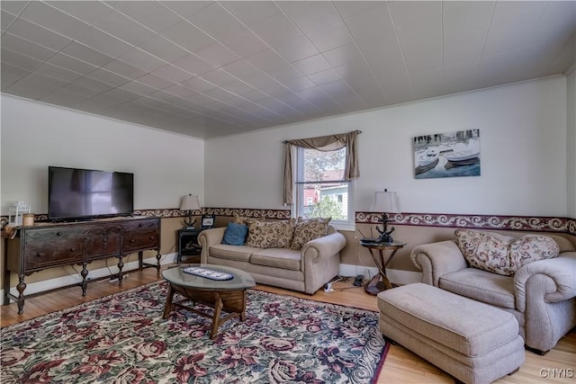 living area with wood finished floors