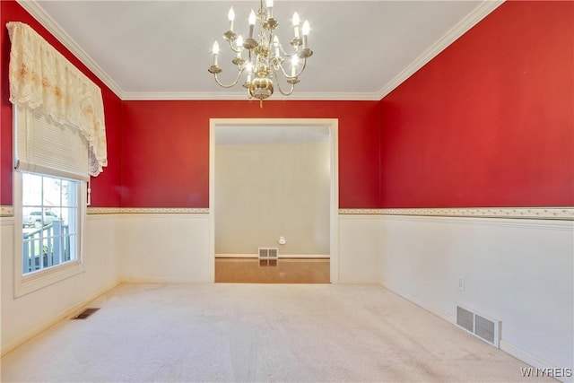 4179 Foxwood Ln, Clarence, NY 14221 - carpeted spare room featuring a chandelier, ornamental molding, and baseboards