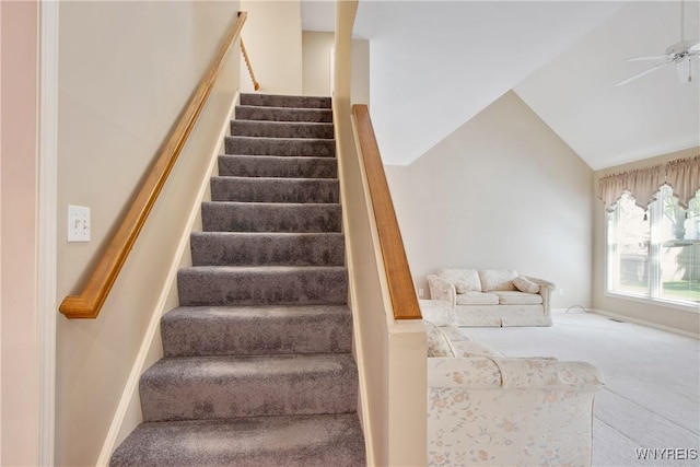 4179 Foxwood Ln, Clarence, NY 14221 - stairway with carpet floors and a ceiling fan