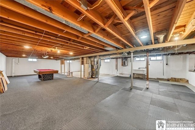 20 Post Rd, Amherst, NY 14221 - basement featuring water heater, billiards table, and healthy amount of natural light