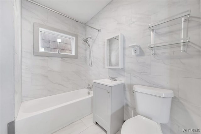 111 Roesch Ave, Buffalo, NY 14207 - full bathroom with toilet, shower / tub combination, vanity, and tile walls
