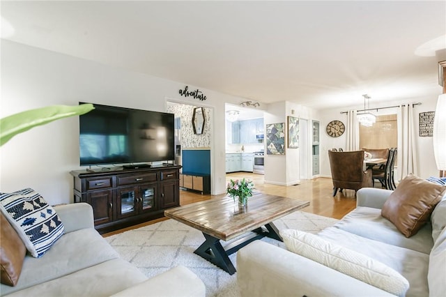 living room featuring light wood-type flooring