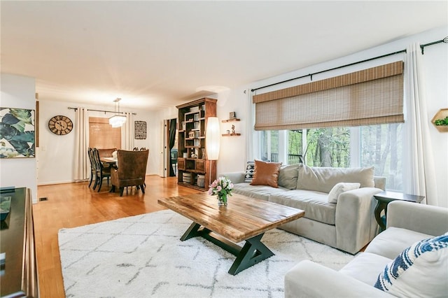 living room with wood finished floors