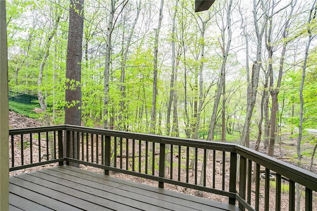 deck with a view of trees