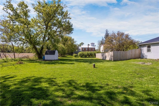 view of yard with a storage shed and an outdoor structure