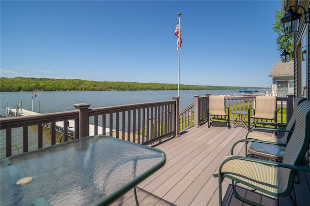 483 Indian Cv, Moravia, NY 13118 - wooden terrace featuring a water view