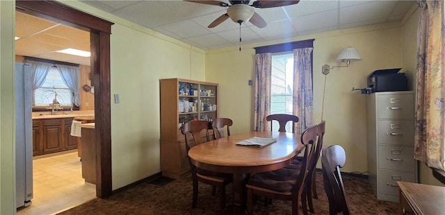 612 Reynolds St, Elmira-City, NY 14904 - dining space with a paneled ceiling and ceiling fan