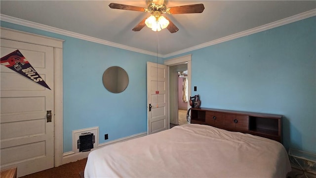 612 Reynolds St, Elmira-City, NY 14904 - bedroom with crown molding, ceiling fan, and baseboards