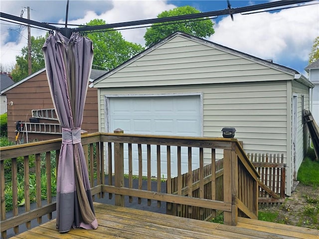 612 Reynolds St, Elmira-City, NY 14904 - deck with a garage and an outdoor structure