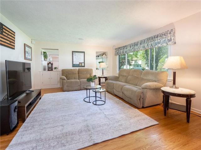 living area featuring wood finished floors