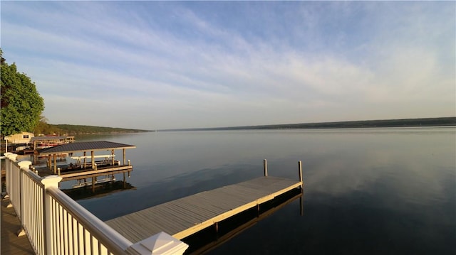dock area featuring a water view
