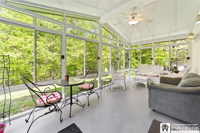 24 Castile Dr, Pomfret, NY 14063 - sunroom featuring ceiling fan and an outdoor hangout area
