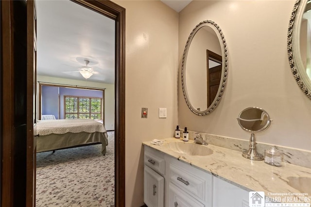 24 Castile Dr, Pomfret, NY 14063 - bathroom featuring vanity, connected bathroom, and ceiling fan