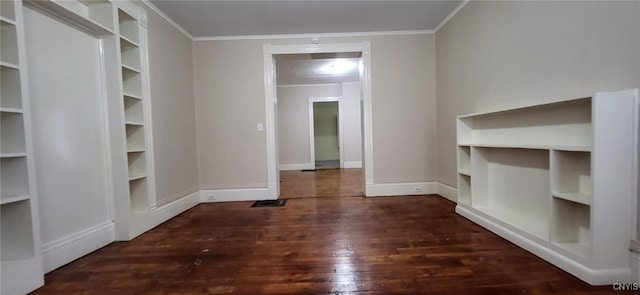 221 Grace St, Syracuse, NY 13204 - unfurnished dining area with wood finished floors, crown molding, baseboards, and built in features