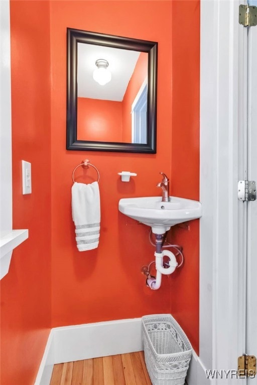 bathroom with wood finished floors