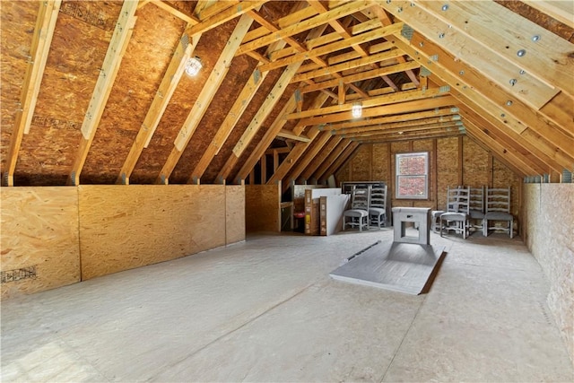 view of unfinished attic