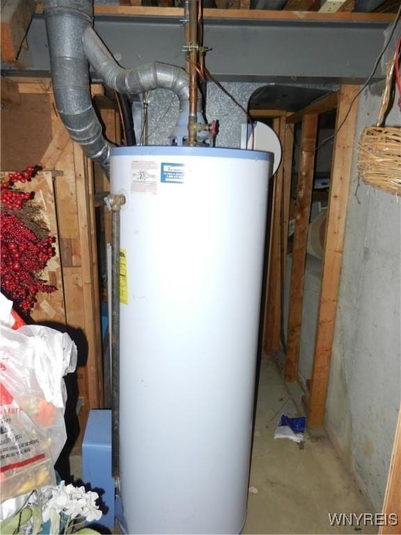utility room with water heater