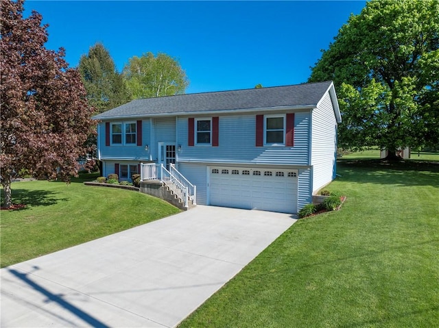 6 Club View Dr, Bath, NY 14810 - split foyer home featuring an attached garage, concrete driveway, and a front lawn