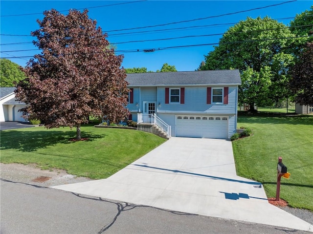 6 Club View Dr, Bath, NY 14810 - split foyer home featuring an attached garage, a front lawn, and driveway
