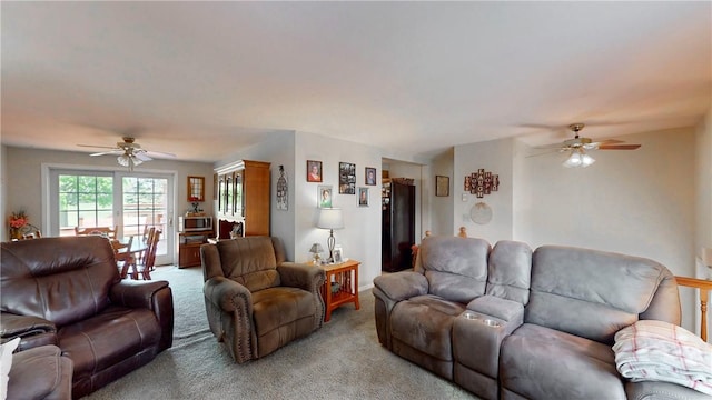 6 Club View Dr, Bath, NY 14810 - living room with a ceiling fan and light colored carpet