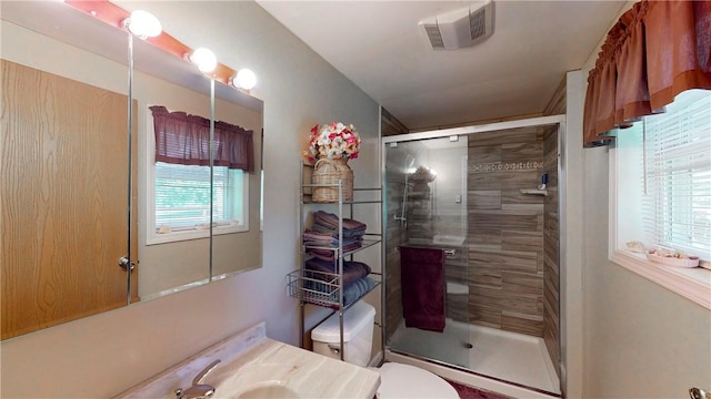 6 Club View Dr, Bath, NY 14810 - bathroom with a shower stall, toilet, plenty of natural light, and vanity