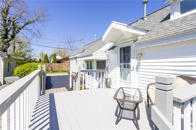 deck featuring fence